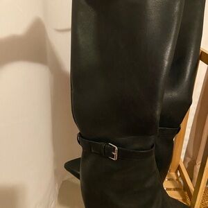 Black Knee-High Boots with Buckle